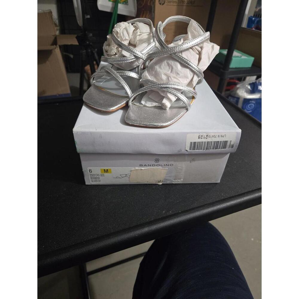 Bandolino Silver Strappy Heeled Sandals Women's Size 6M - Picture 4 of 5